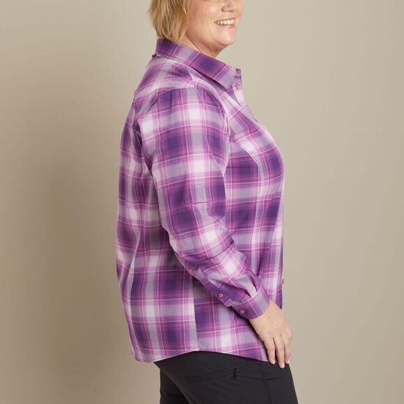 Duluth Trading Co Sidewinder Gardening Shirt Womens 1X Purple Plaid Vented UPF - Picture 4 of 12